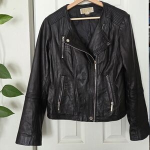 Michael Kors Black Leather Jacket with Branded Tag